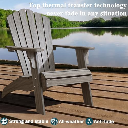 Psilvam Oversized Adirondack Chair with Cup Holder (1pc, Light Gray)