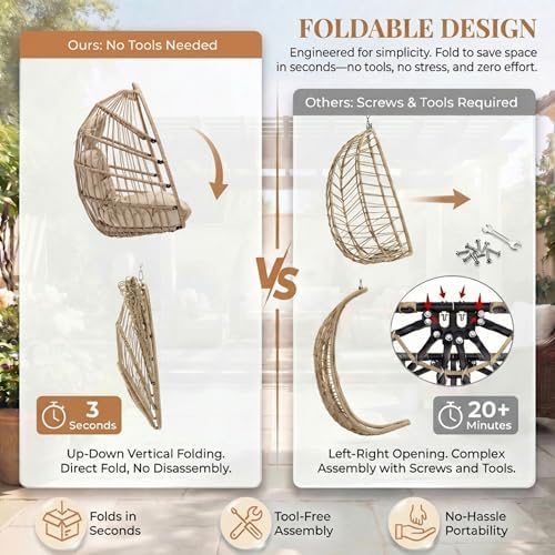 RADIATA Egg Chair Outdoor with Stand, PE Wicker Hanging Swing Egg Chair