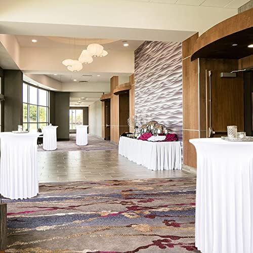 6 Packs White Round Cocktail Table Skirt 24"x 43"