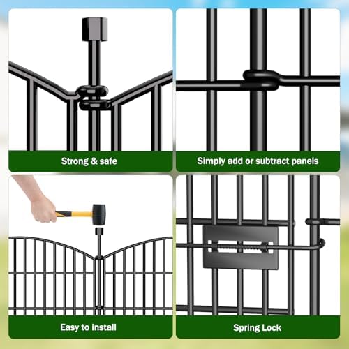 10 Panel No Dig Decorative Garden Fence with Gate 40"H x 23.6'L Dog ...