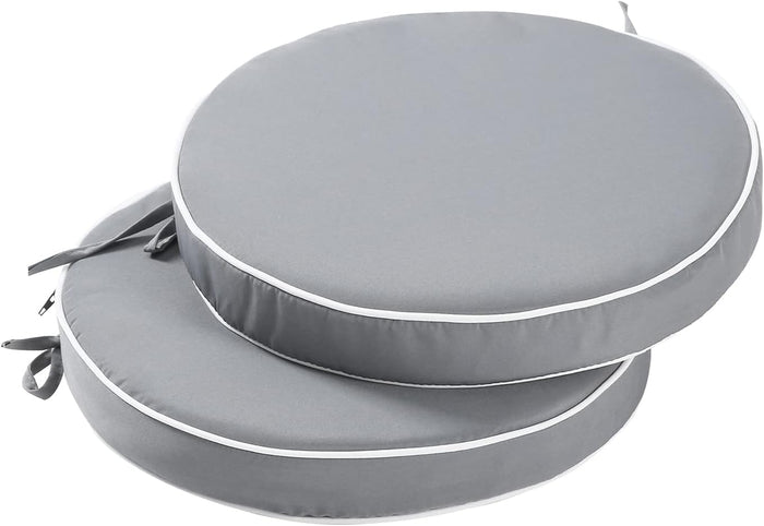 15 Inch Set of 2 Outdoor Bistro Chair Cushions,Small Patio Bistro Round Foam Seat Cushion Gray