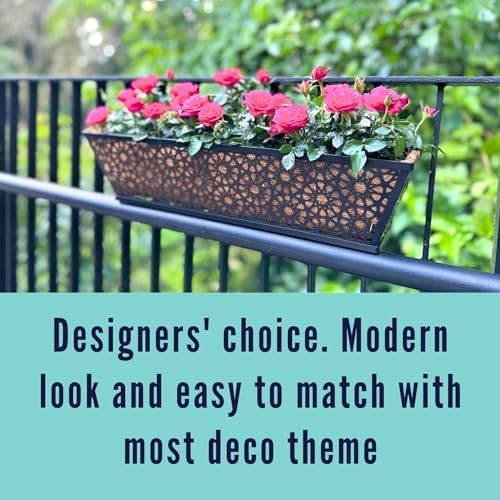 LaLaGreen Window Planter Boxes Outdoor (24 Inch, 4 Pack) Large Fence Hanging ...