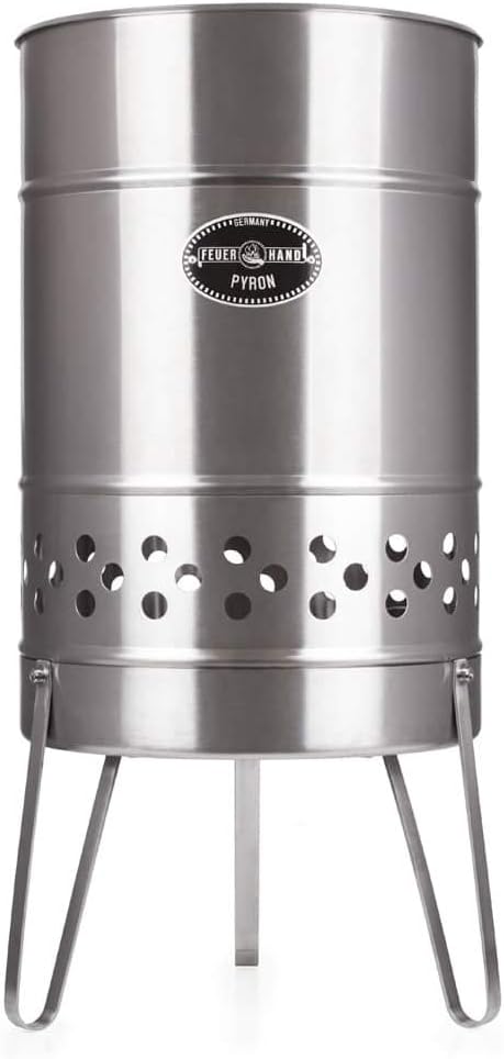 Feuerhand Fire Barrel Pyron, Stainless Steel Double-Walled Fire Pit for Yard ...