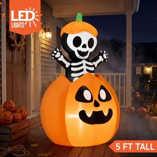Joiedomi 5FT Halloween Animated Inflatables Outdoor Decorations, Inflatable S...