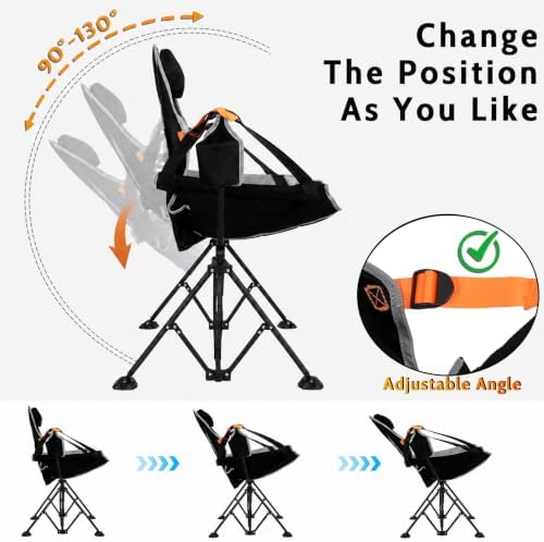 Romswi 1 Pcs Hammock Chair, Oversized Portable Folding Swinging Chair with Ad...
