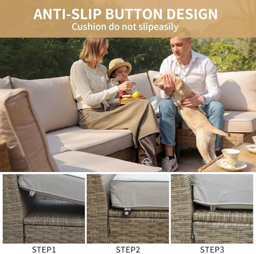 JOYURE 5 Piece Wicker Patio Furniture Set,Outdoor Conversation Sectional Sofa...