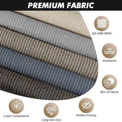 Artpuch Outdoor Roller Shade 8' W x 8' H, Gray Exterior Cordless Pati...