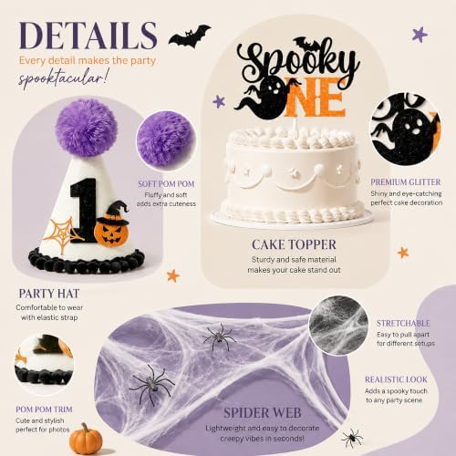 Halloween 1st Birthday Party Decorations,Spooky One Birthday Supplies Decor