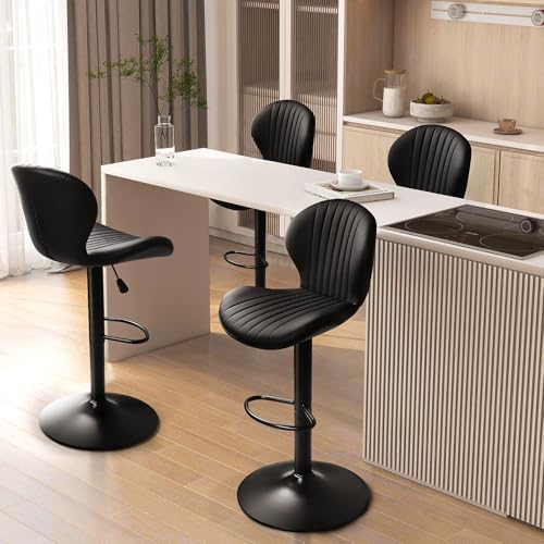 Waleaf Swivel Bar Stools Set of 4, Adjustable Counter Height with Backrest