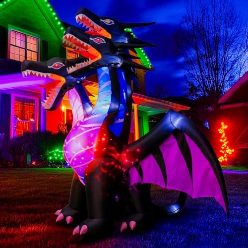 Thuodo 8 FT Tall Halloween Inflatables Dragon Outdoor Decorations Blow Up Yar...