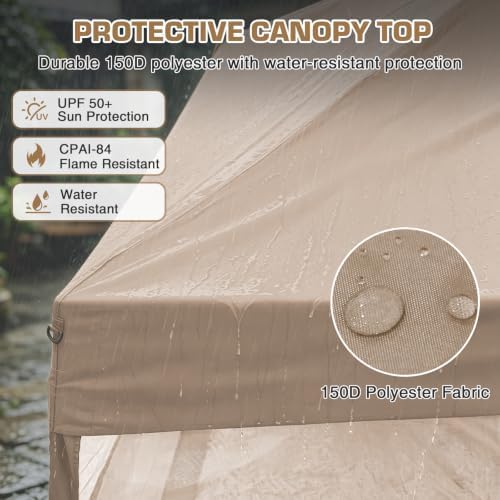EAGLE PEAK 10x10 Slant Leg Easy Setup Pop Up Canopy Tent with Mosquito Nettin...