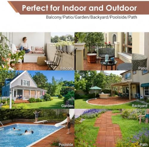 PrimeZone 27 PCS Solid Acacia Wood Interlocking Patio Deck Tiles Outdoor