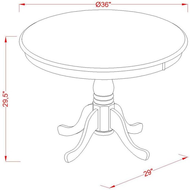 East West Furniture ANNO5-OAK-W 5 Piece Dining Room Furniture Set Includes a ...