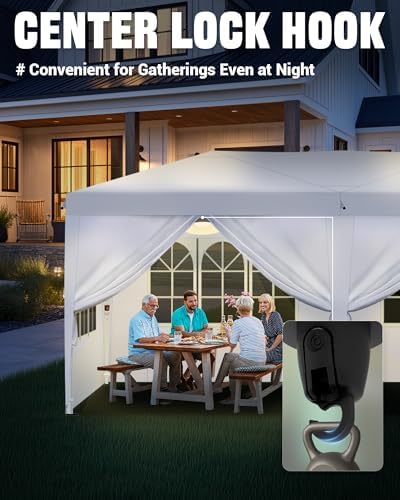 Acepic 10x20 Pop Up Canopy Tent with 6 Removable Sidewalls, White, 10x20