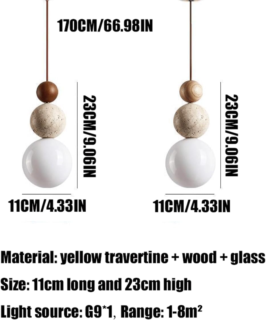 Modern Indoor Pendant Light Natural Stone Spherical Hanging Light Frosted Whi...