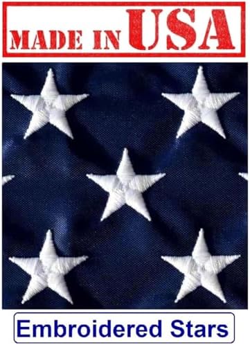 US Flag Factory - 2.5x4 FT American Flag (Sleeved) (Embroidered Stars, Sewn S...