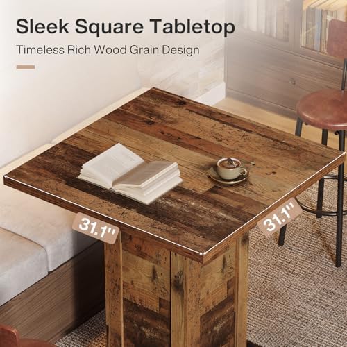 Tribesigns 39.4" H Square Bar Table, Industrial High Top Bistro Pub Cock...