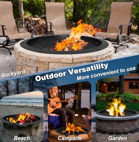 36-Inch Round Outdoor Fire Pit Ring Insert Firepit Kit, Black