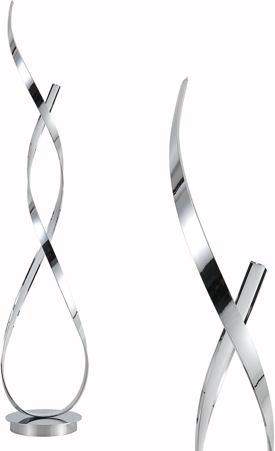 Chrome Spiral Floor Lamp, 54.3inch Tall LED Modern Standing Floor Lamp with R...