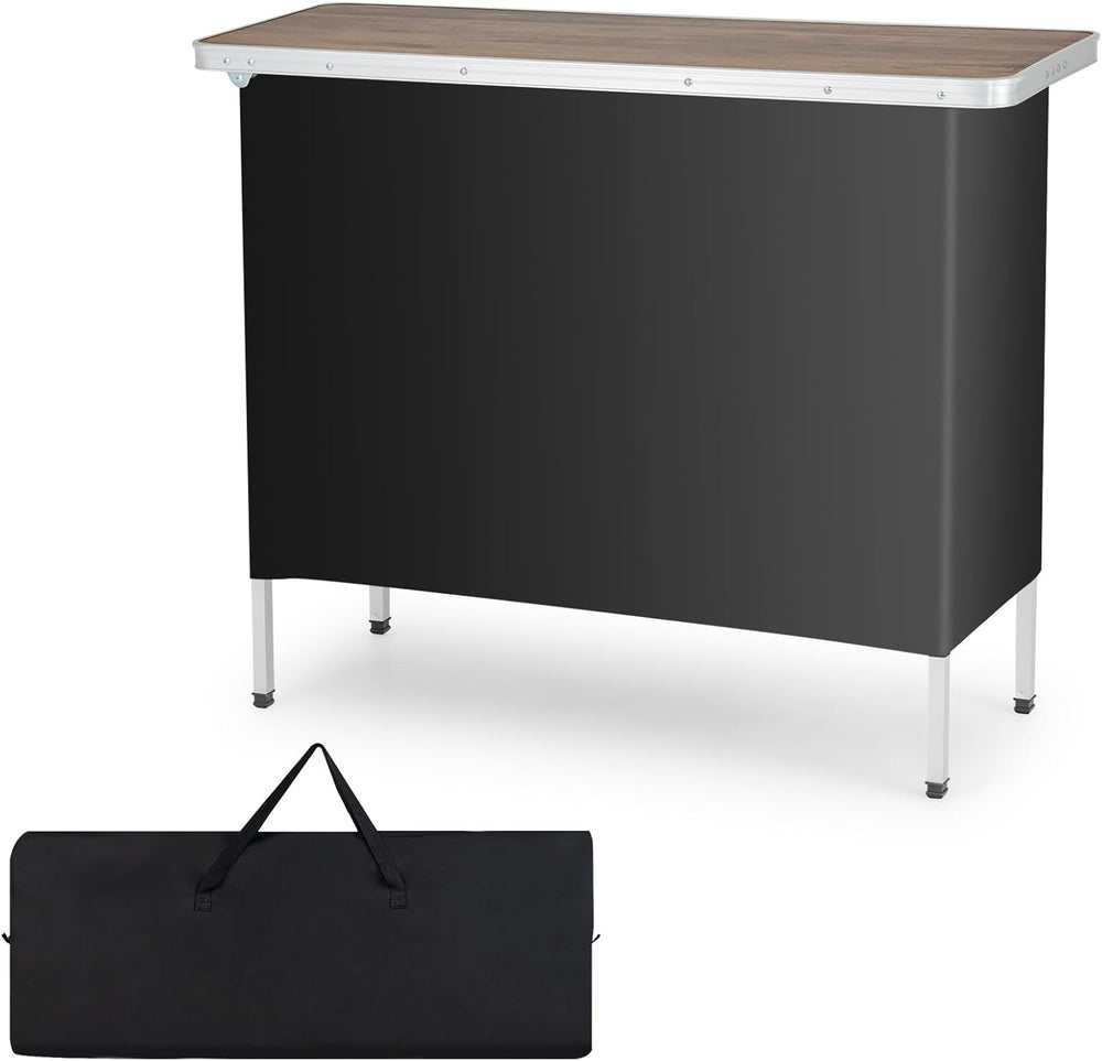 COSTWAY Portable Bar Table for Events, 43.5” x 15” x 34.5”(1, Brown)