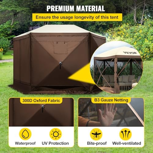 VEVOR Pop Up Gazebo Screen Tent, Pop-Up Instant Gazebo Tents with Mosquito Ne...