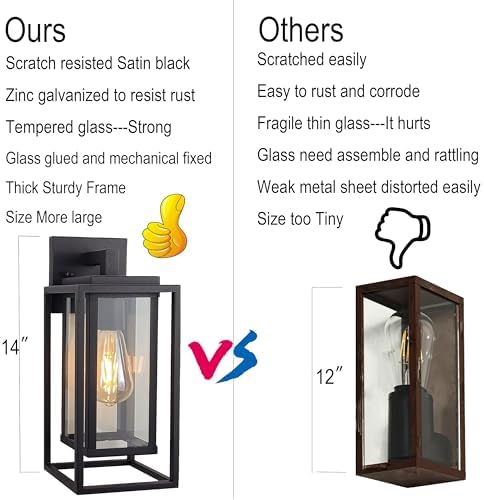 14" Double Cage Outdoor Wall Light, 2Pack Exterior Lantern Sconce