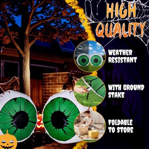 Outvita 2 Packs Halloween Inflatables Set of Lighted Eyes Decoration, 3Ft Blo...