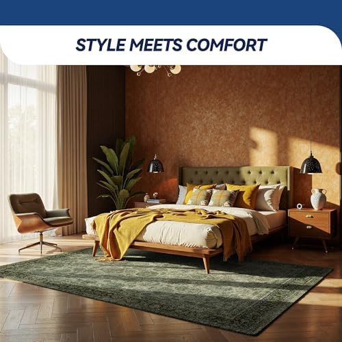 Nayoroom 8x10 Machine Washable Rugs, Large Vintage Green Area Rug Indoor Acce...