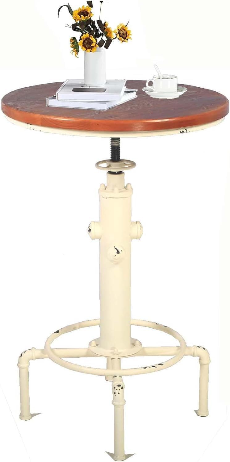 Topower 3 Piece Pub bar Set Vintage Industrial Round bar Table and Stools for...