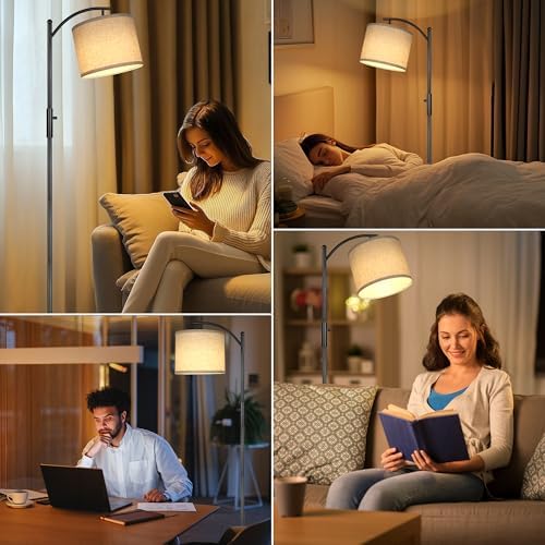 ROTTOGOON Dimmable Floor Lamp, Arc Floor Lamps for Living Room, Stepless Dimm...