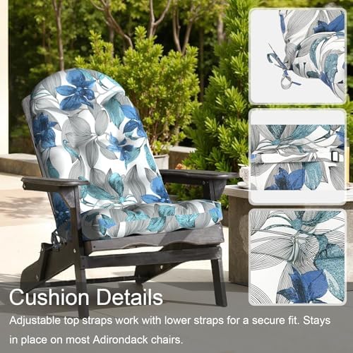 LVTXIII Outdoor Adirondack Chair Cushions, 44x19x4 Inch Non-Slip High Back Ro...