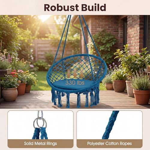 Giantex Hammock Chair Macrame Swing, Boho Swing Chair with Round Seat Cushion...