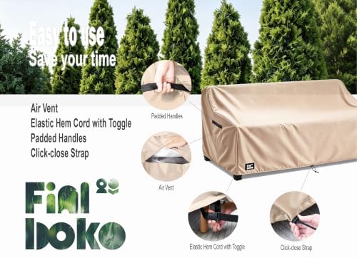 3-Seater Outdoor Sofa Cover, 79Wx38Dx35H inches Outdoor Furniture Covers Wate...