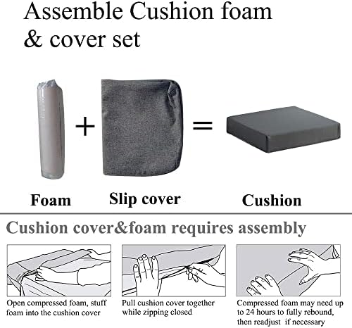 SAMTY Outdoor Chair Cushions, Waterproof Patio Seat Cushion of 2, 20X20X3