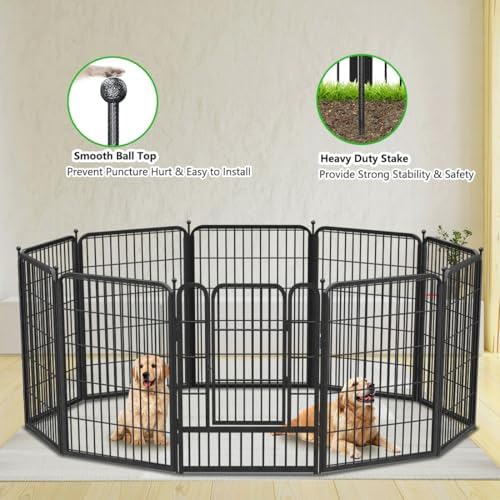 Garden Fence with Gate Metal Fencing for Yard, 32in x 46ft 20 Panels No Dig F...