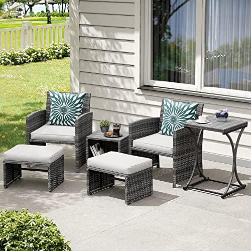 OC Orange-Casual 6 Pieces Patio Furniture Set w/Chairs and Ottomans, White