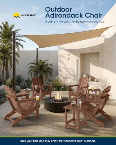 MUCHENGHY Folding Adirondack Chairs Set of 6, HDPE Patio Chair, Teak
