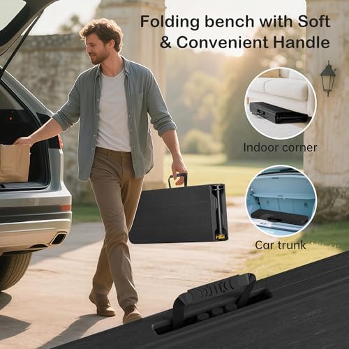 VSOAEIL 6 Foot Folding Bench, 6 FT Foldable Plastic Bench Indoor & Outdoor