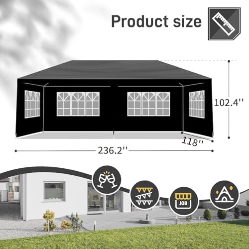 10x20 FT Party Tent, Outdoor Wedding Tents for Parties, Canopy Event Tent wit...