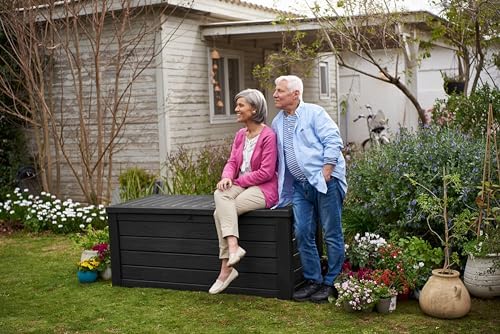 Keter Westwood Outdoor Storage Deck Box, 150 Gallon, Dark Grey