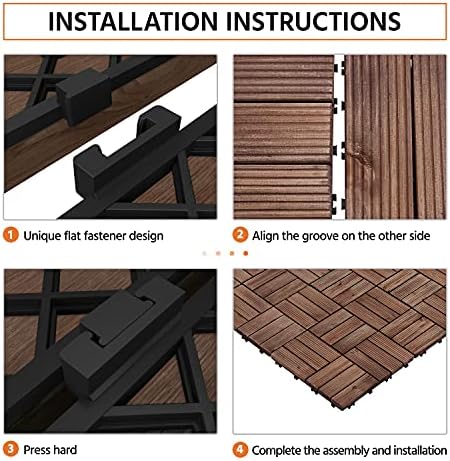 Yaheetech 27PCS 12x12in Interlocking Deck Tiles Outdoor Patio,Brown