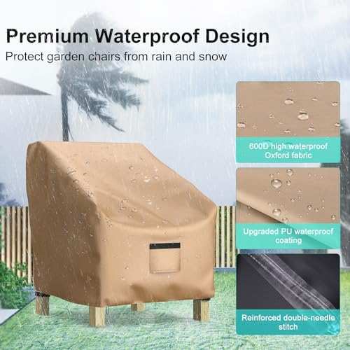 2 Pack Outdoor Patio Chair Covers Waterproof 32"Wx37"Dx36"H, B...