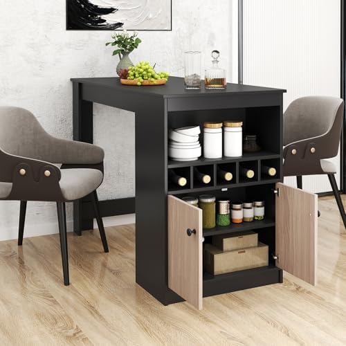 Giantex 48" Dining Table, Counter Height Bar Table with Storage Cabinet,...