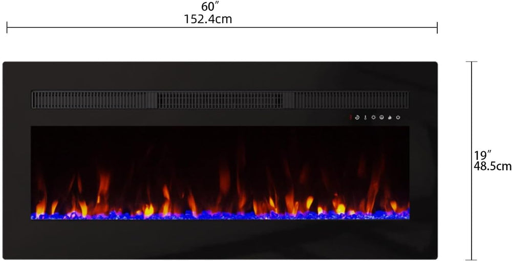 Panana Electric Fireplace Heater Wall Mounted, 60 inch Wide Recessed Electric...