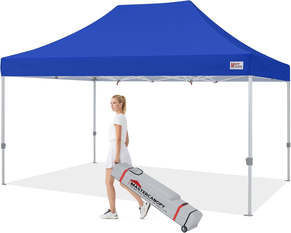 MASTERCANOPY 10x15 Heavy Duty Pop Up Canopy Tent with Roller Bag(Blue)