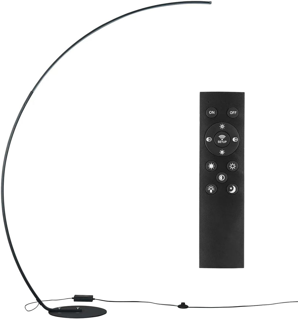 NUÜR 67" Black and Gold Arc Floor Lamp, Modern LED Standing Lamp