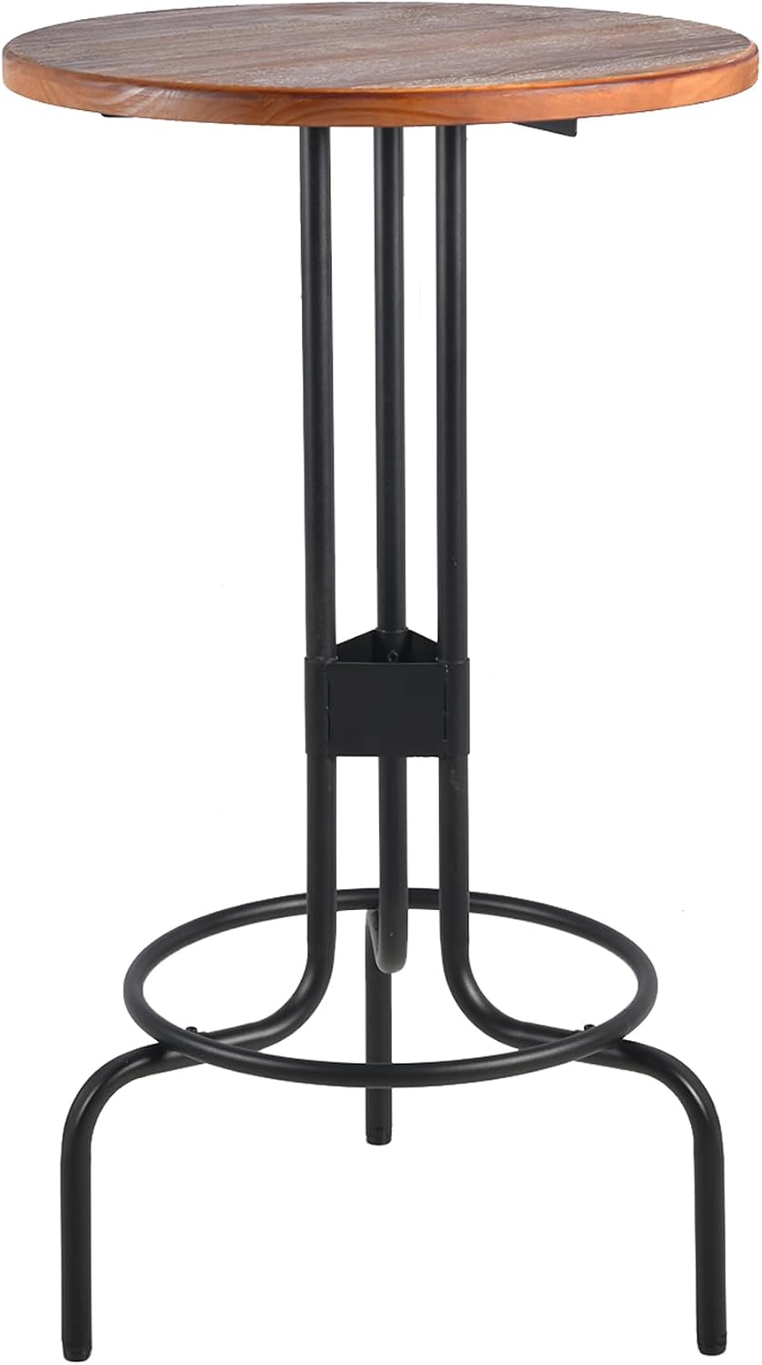 LOKKHAN 41.42-Inch Café Pub Bistro Bar Table, Industrial Design Metal Base, R...