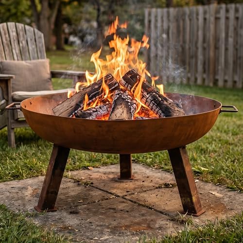 Sunnydaze 30" Heavy-Duty Cast Iron Fire Pit Bowl for Outside, Wood-Burning