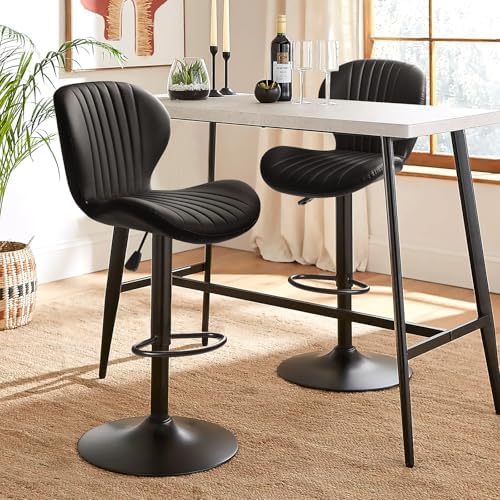 Waleaf Swivel Bar Stools Set of 4, Adjustable Counter Height with Backrest