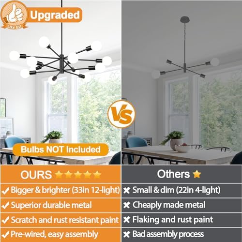 11"-52" Height Adjustable Modern Chandelier Ceiling Light Fixture, ...